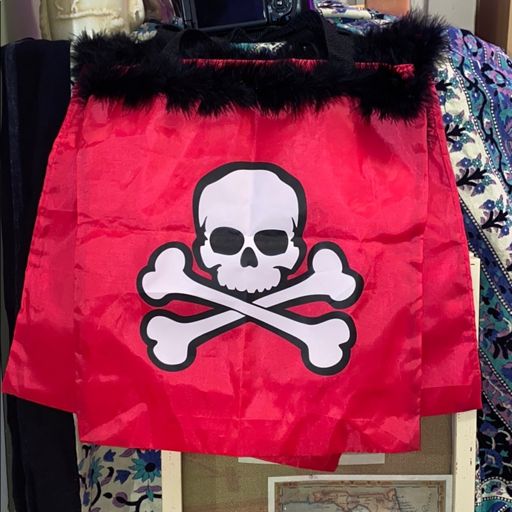 Adorable skull bag with feathery accent on top